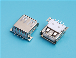 USB A/F 全贴1.2柱 LCP白胶卷边